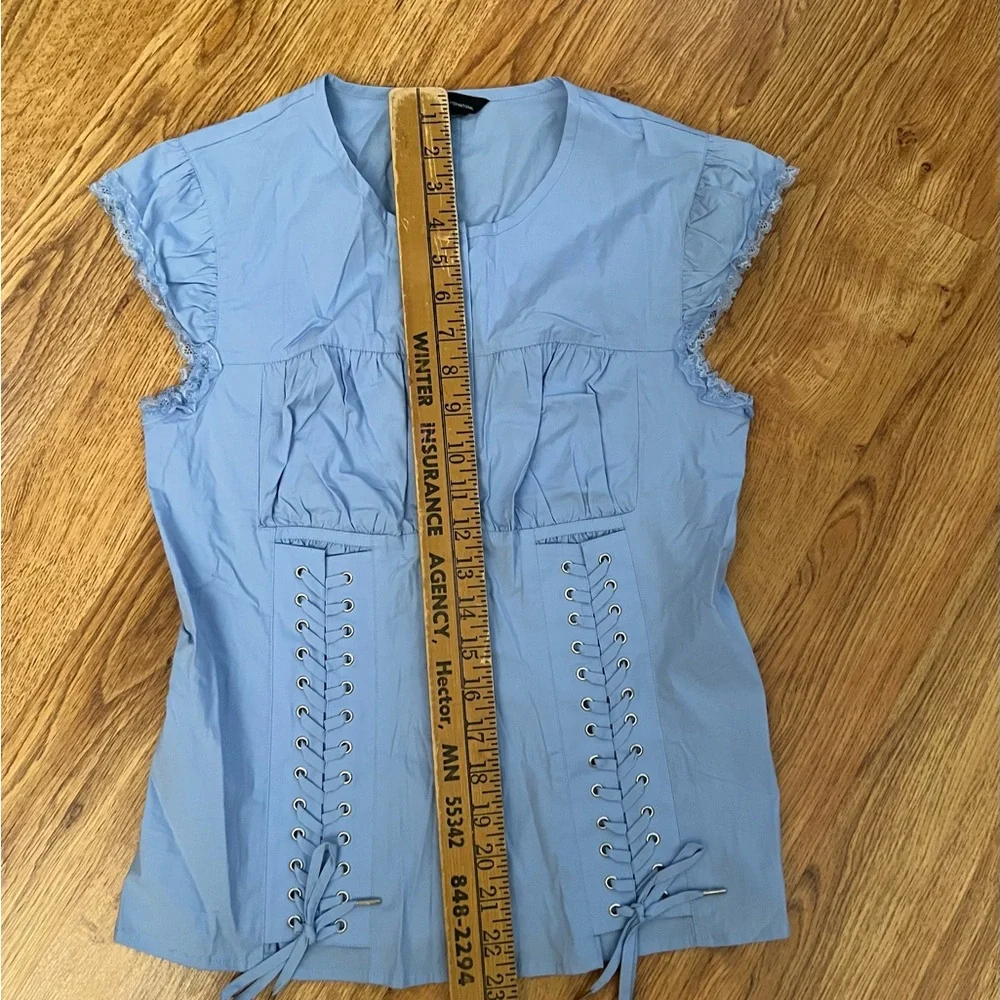 Moda International Sleeveless Sky Blue Top - Picture 9 of 10